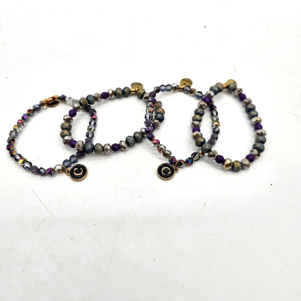 Erimish Jewel Tone Stackable Beaded Bracelet Set Of 4